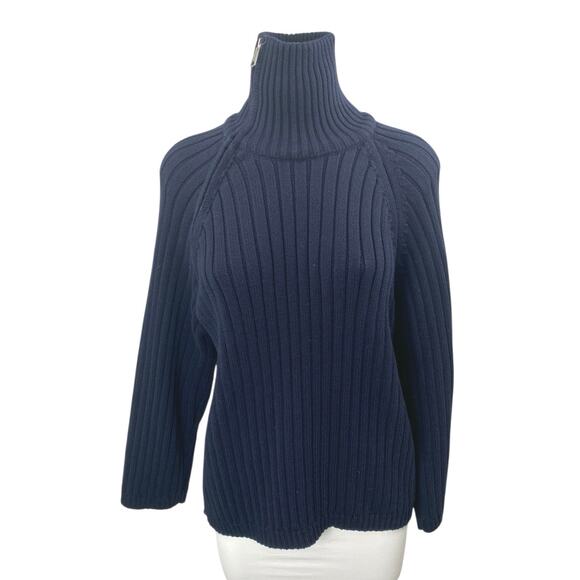 Zara Womens Black Ribbed Knit Long Sleeve Turtleneck Pullover Sweater Top Size M - Picture 1 of 4